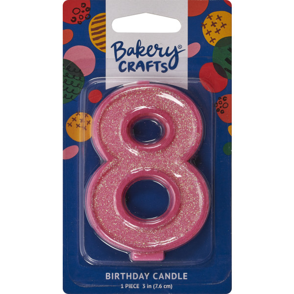 8 Glitter Numeral Candles
