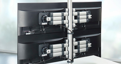 Position multiple monitors for perfectly aligned viewing.