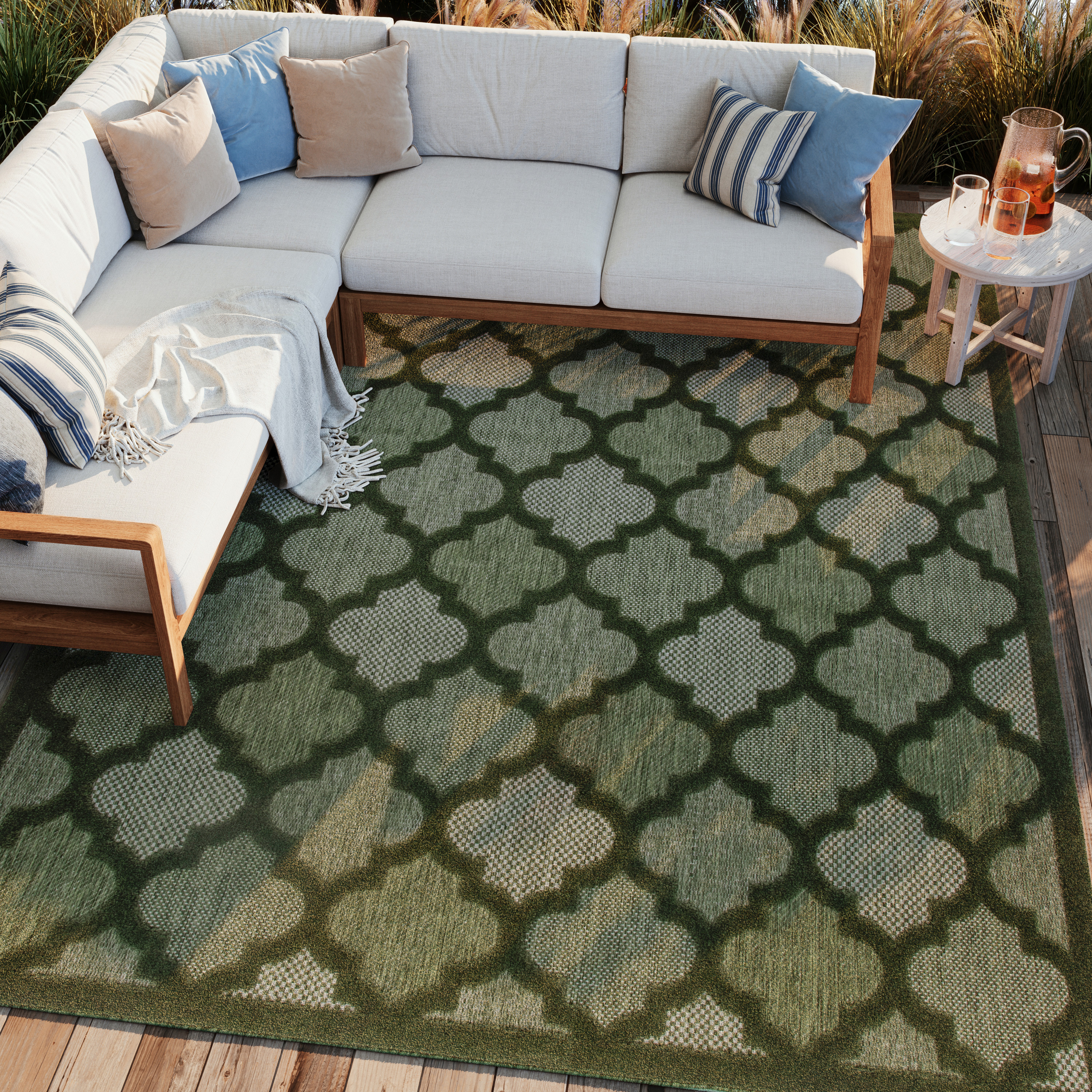 Nourison Easy Care 10' x 14' Green Modern Rug