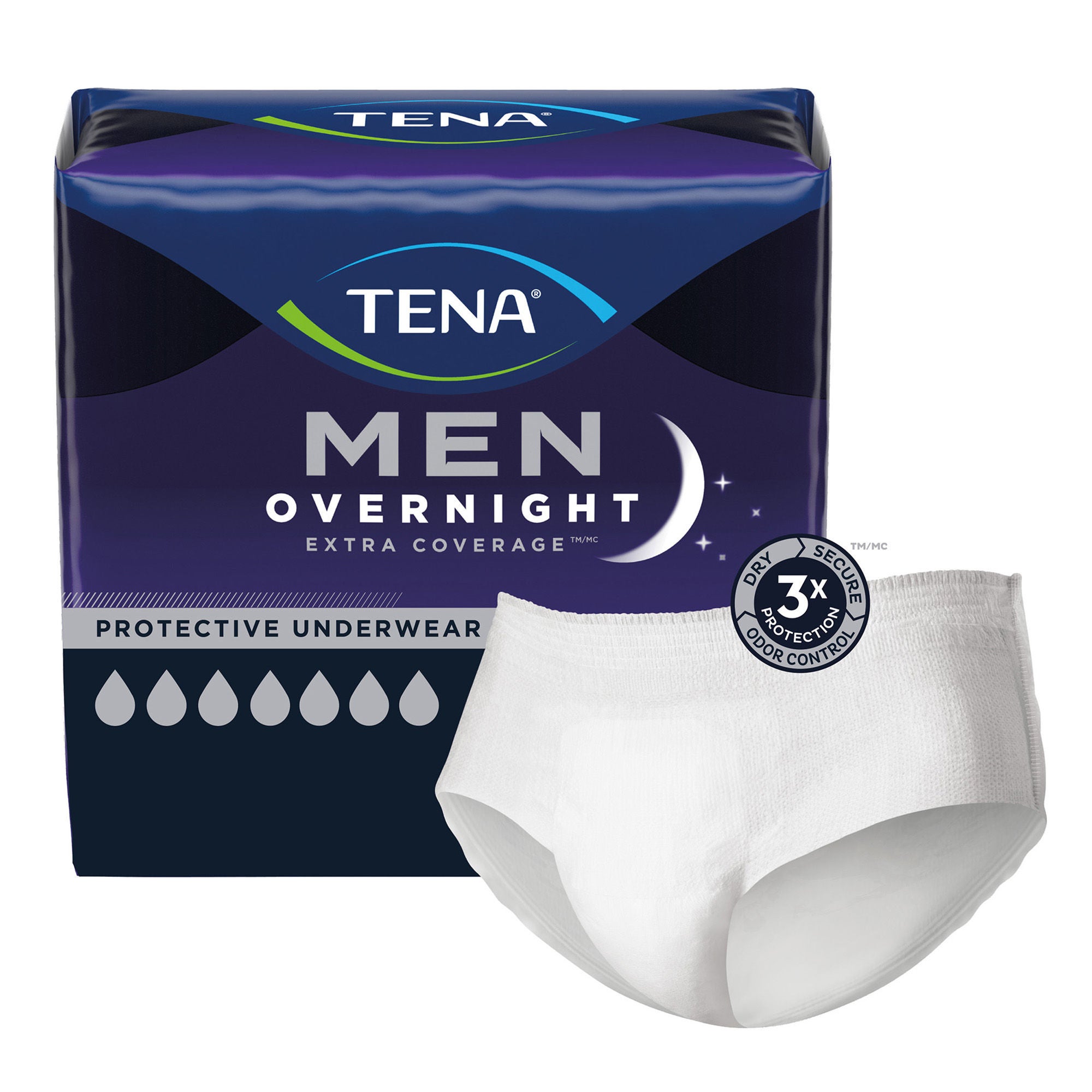 Tena® Men Overnight Extra Coverage Protective Underwear, Heavy Absorbency, S/M