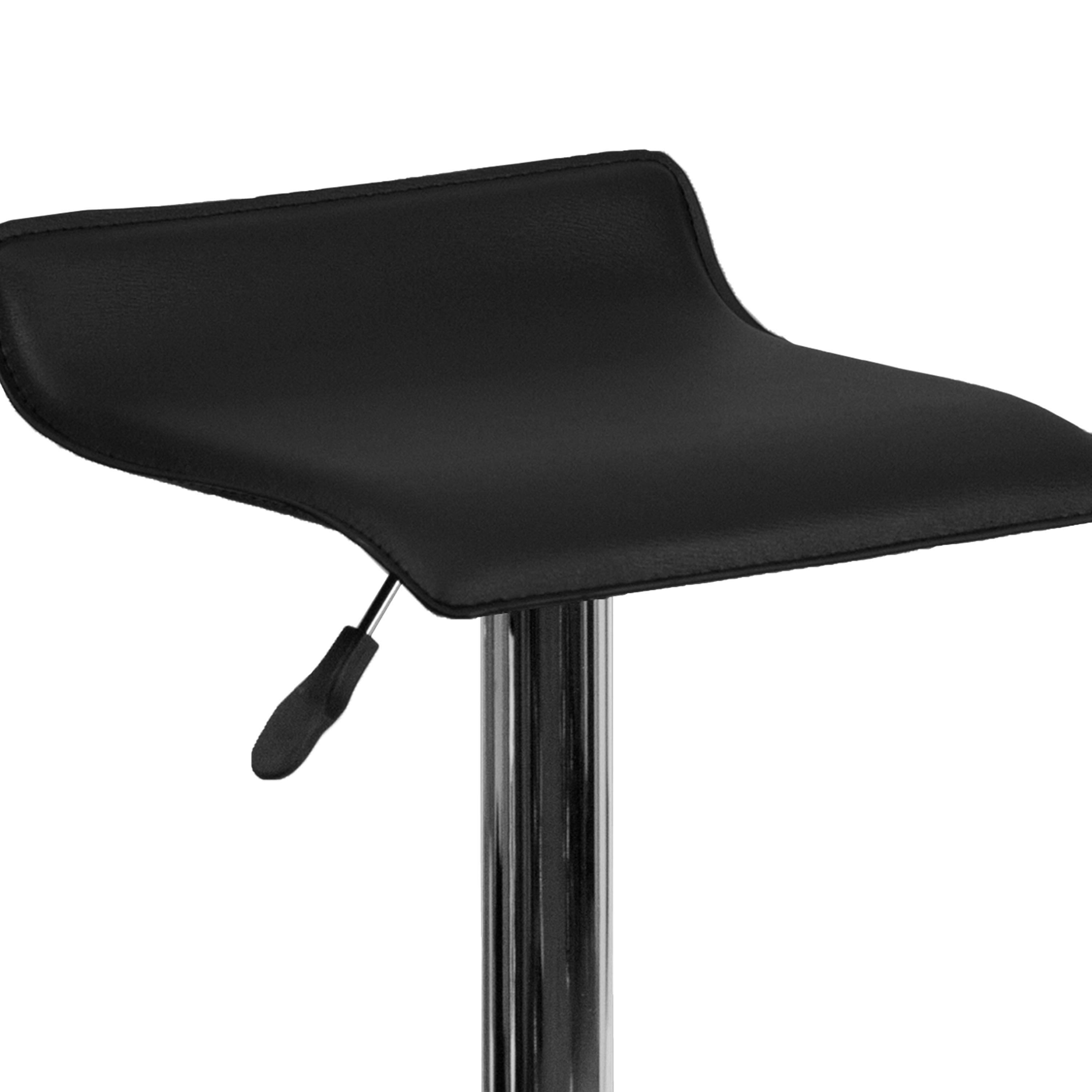 Taburete de bar de vinilo negro altura ajustable con asiento ondulado sólido - Imagen 10 de 31