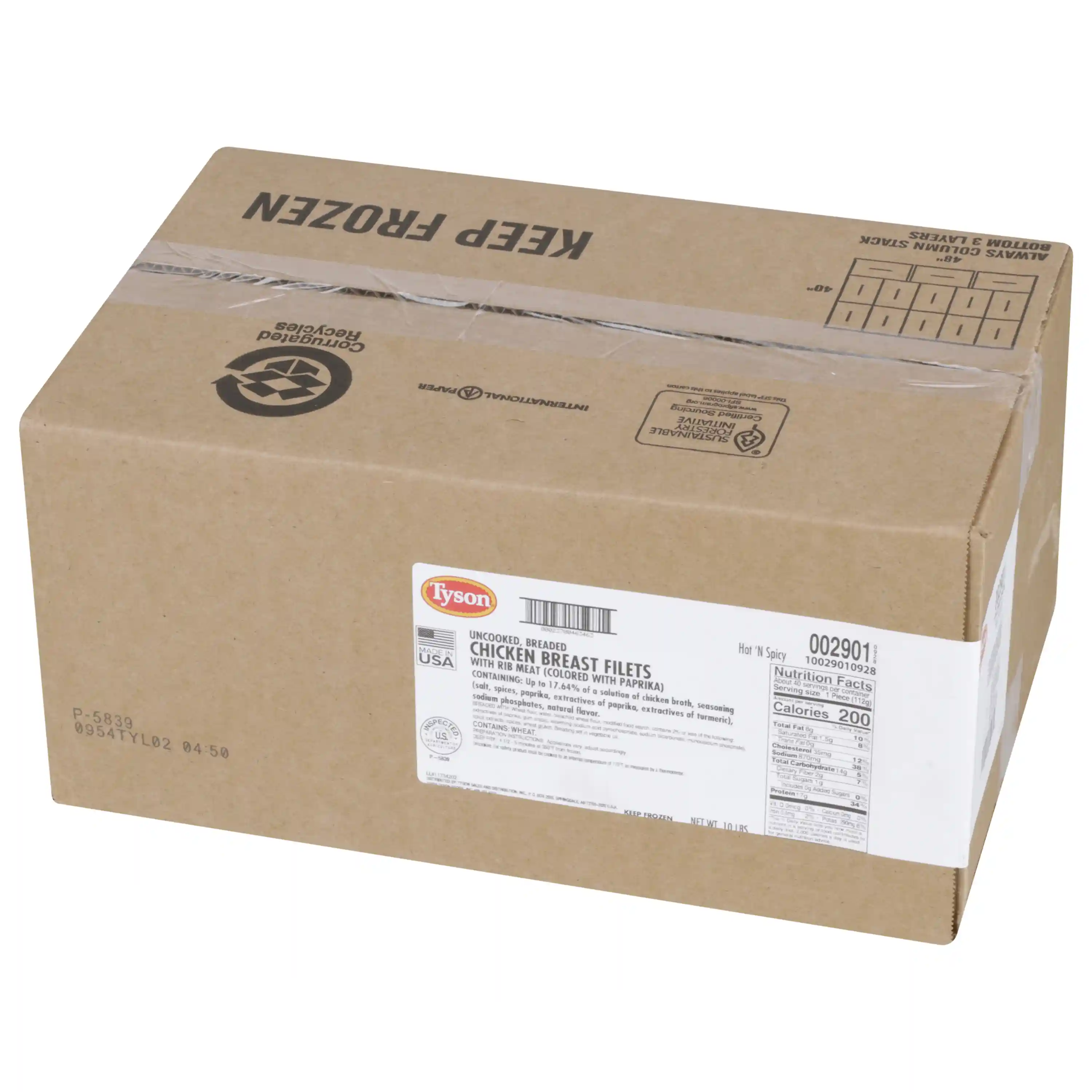 Tyson® Uncooked Breaded Hot & Spicy Chicken Breast Filets, 4 oz._image_5