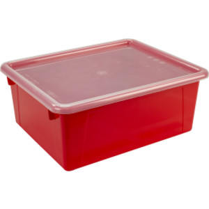 Deep Storage Tray with Lid, Red