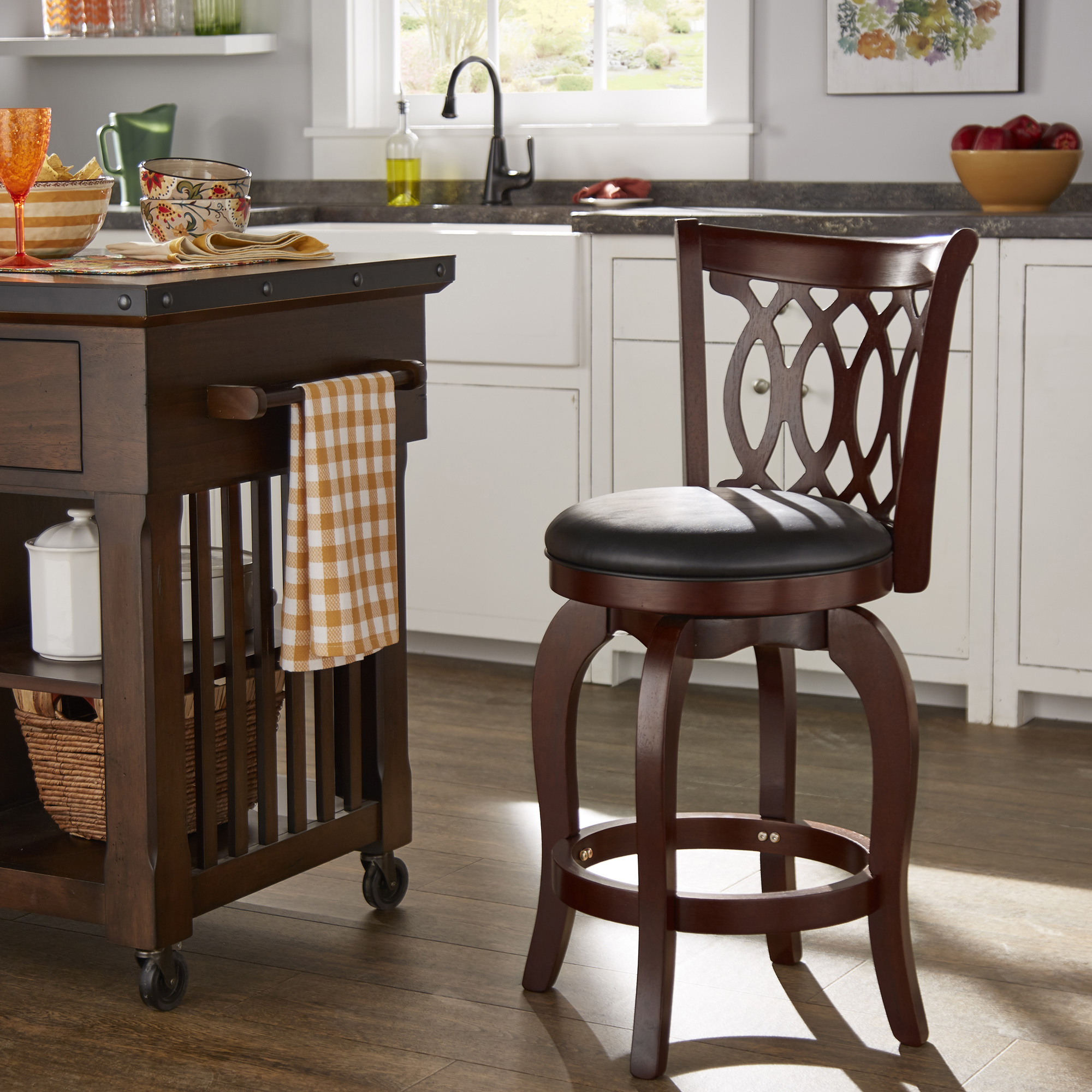 Scroll Back Swivel Stool