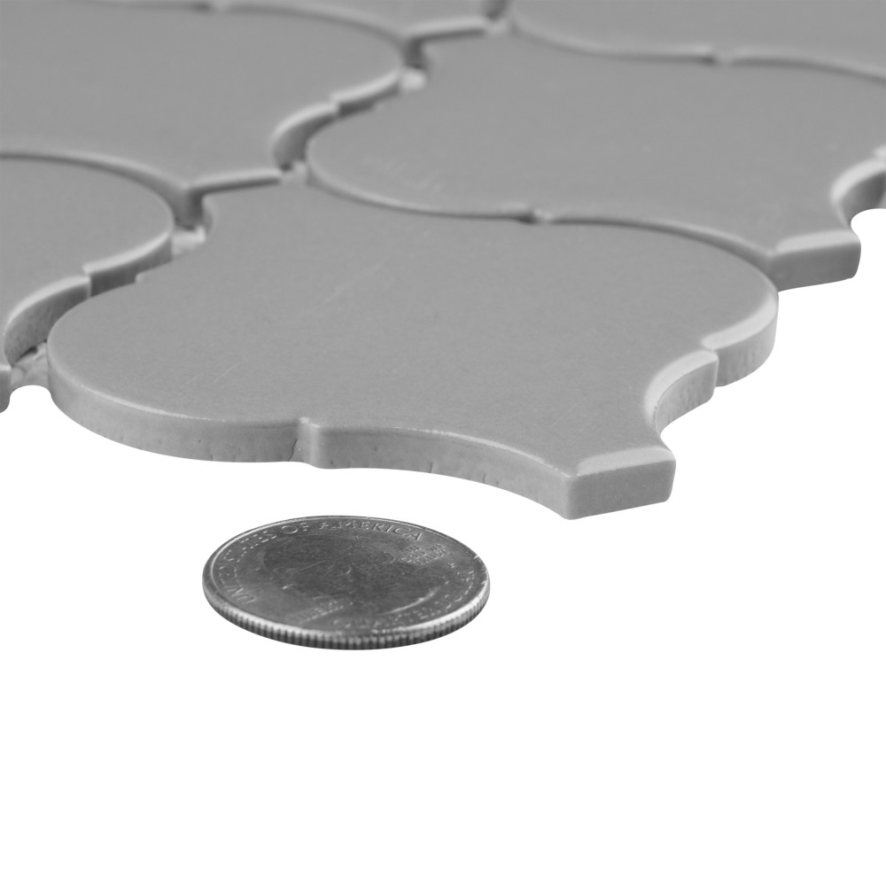 Metro Lantern Glossy Light Grey 9-1/2 in. x 10-3/4 in. Porcelain Mosaic Tile