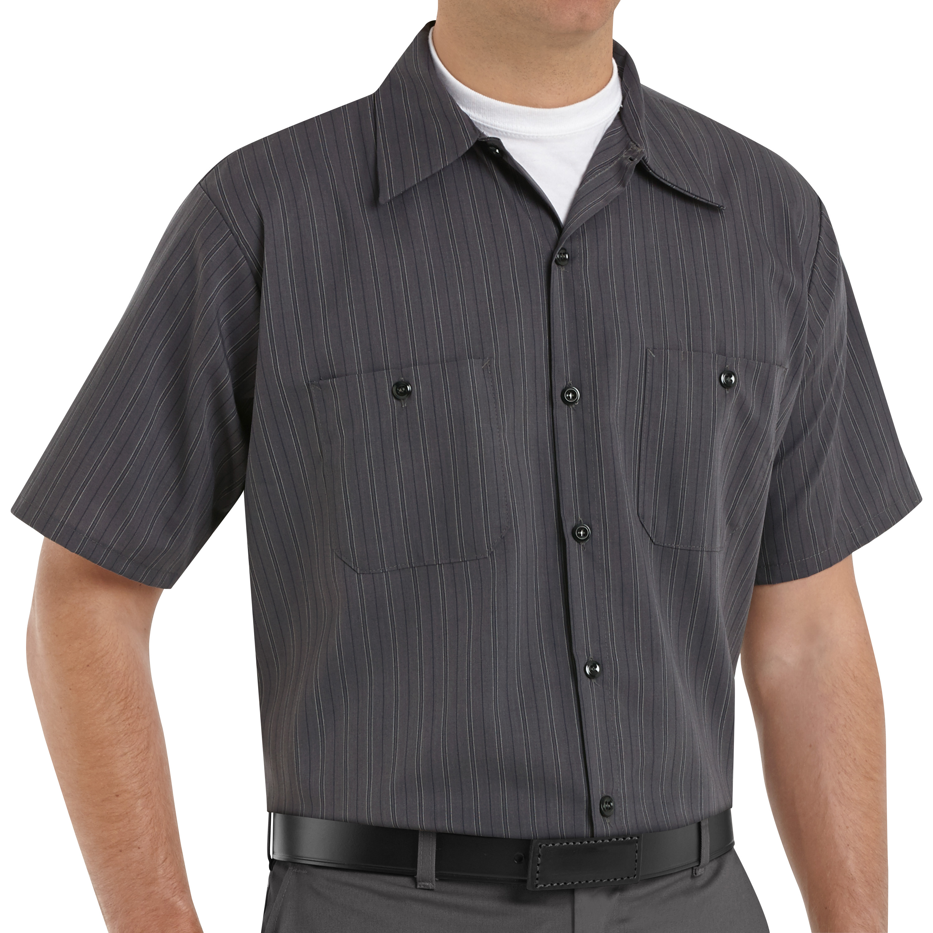 Red Kap Men's Short Sleeve Striped Work Shirt - Picture 12 of 25