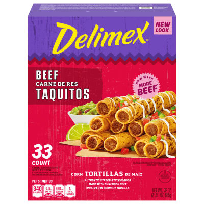 Delimex Beef Corn Taquitos, 33 ct Box