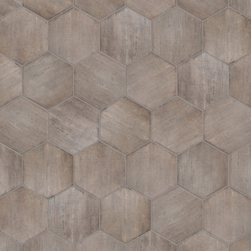 Retro Mini Hex Terra 7 in. x 8 in. Porcelain Floor and Wall Tile ...