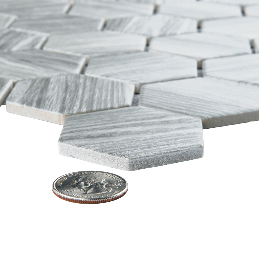 Llama 2″ Hex Matte Silver Smoke 11-1/8 in. x 12-5/8 in. Porcelain Mosaic Tile