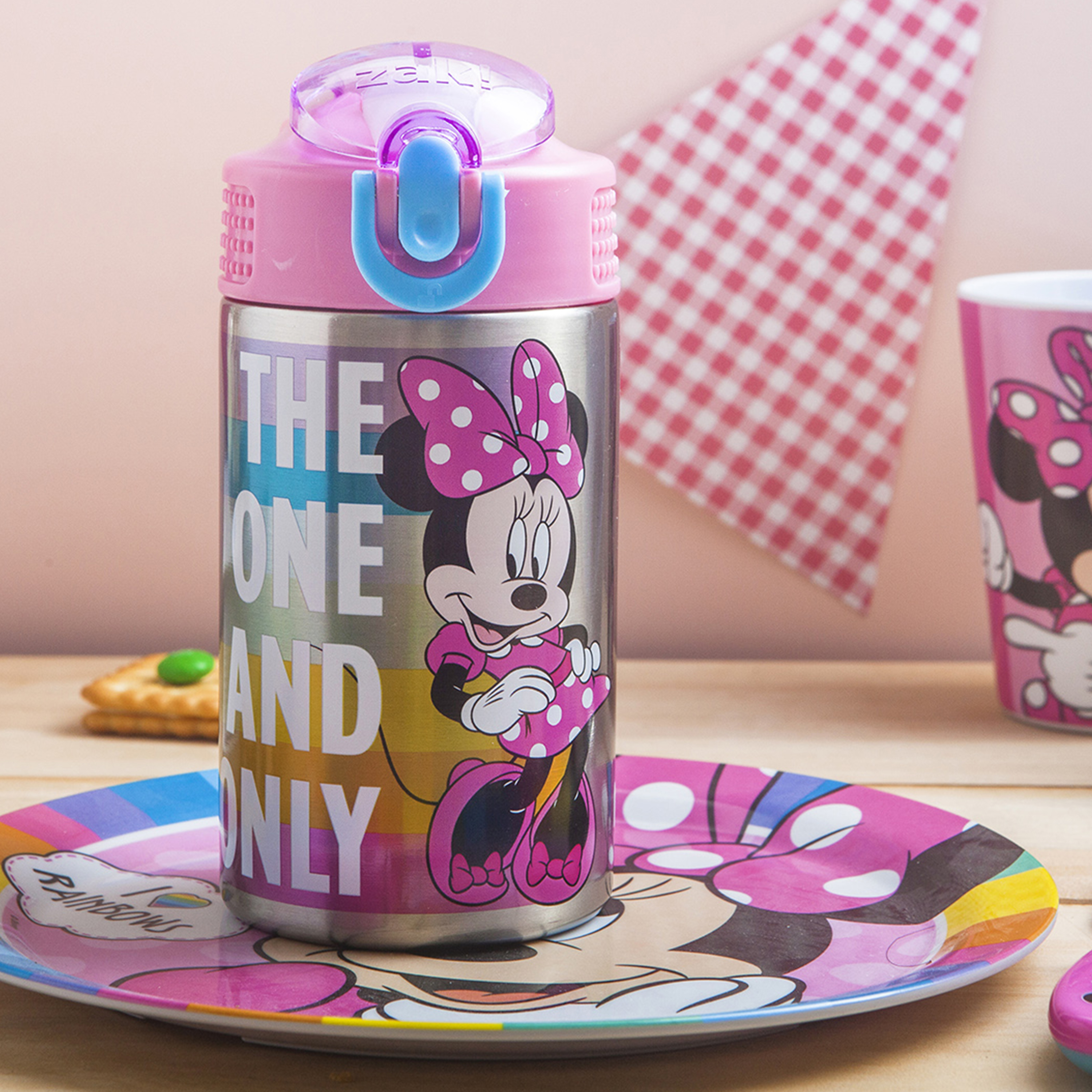 Disney Plate, Bowl, Tumbler, Water Bottle and Flatware Set for Kids, Minnie Mouse, 5-piece set slideshow image 10