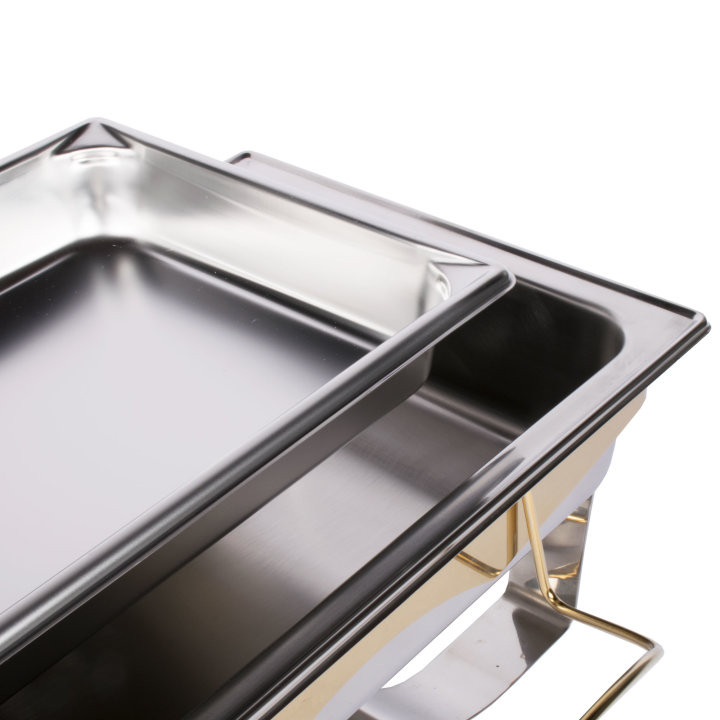 Full-size 9-quart Panacea™ rectangular chafer with gold trim