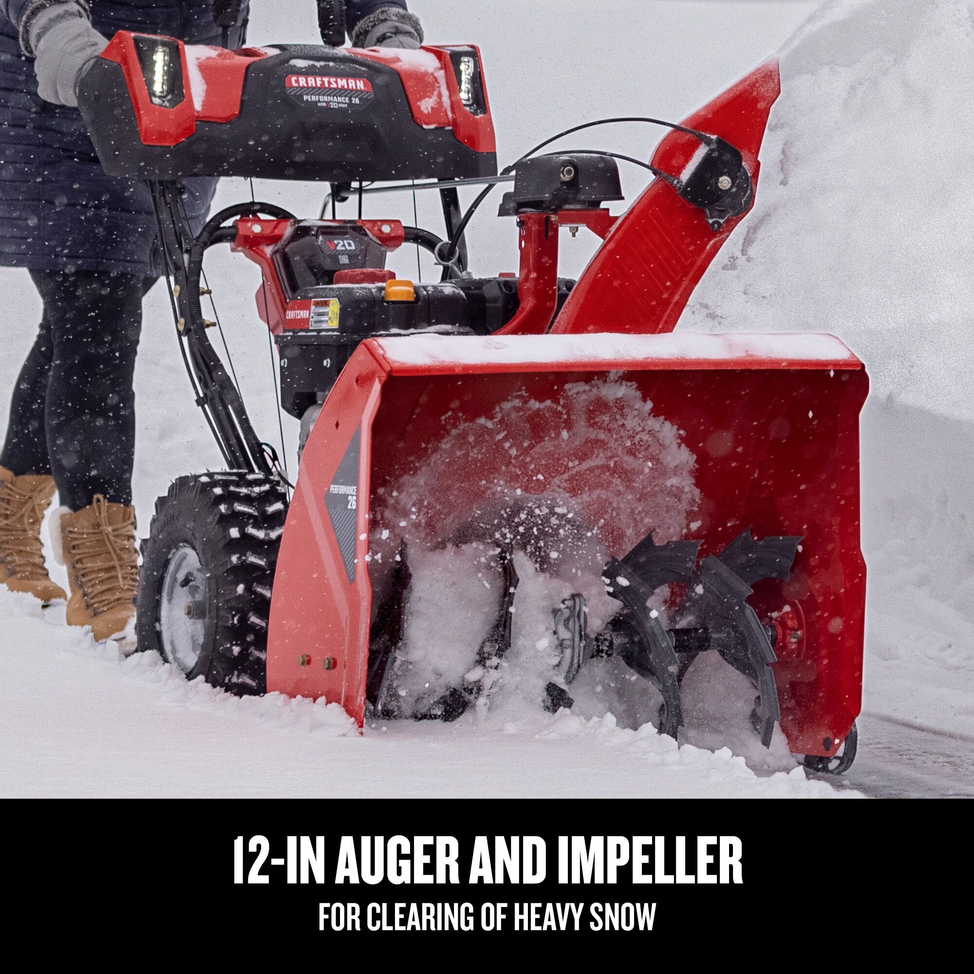 CRAFTSMAN V20* Start 26-in. 243-cc Two Stage Gas Snow Blower focused in on auger and impeller