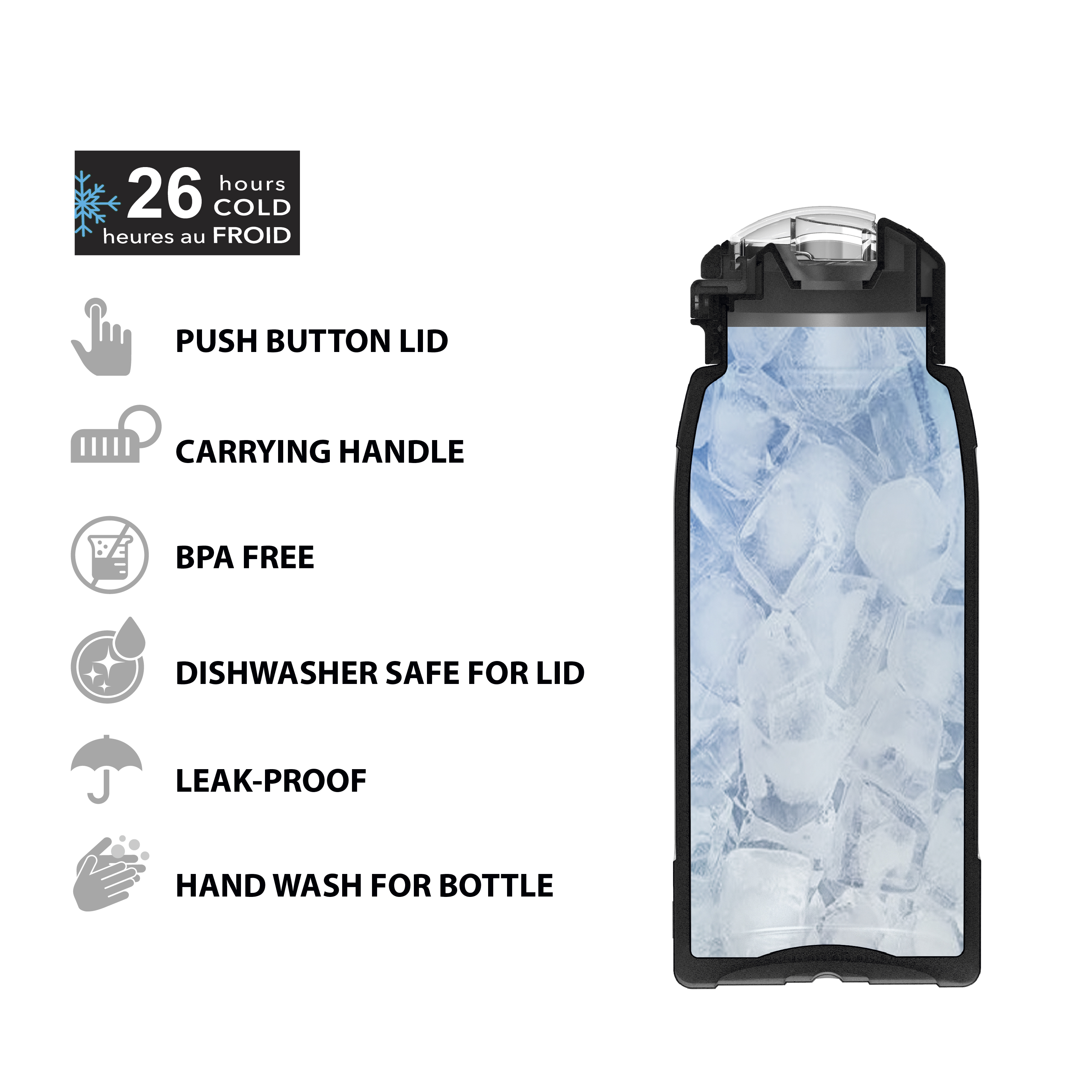 Genesis 32 ounce Stainless Steel Water Bottles, Charcoal slideshow image 6