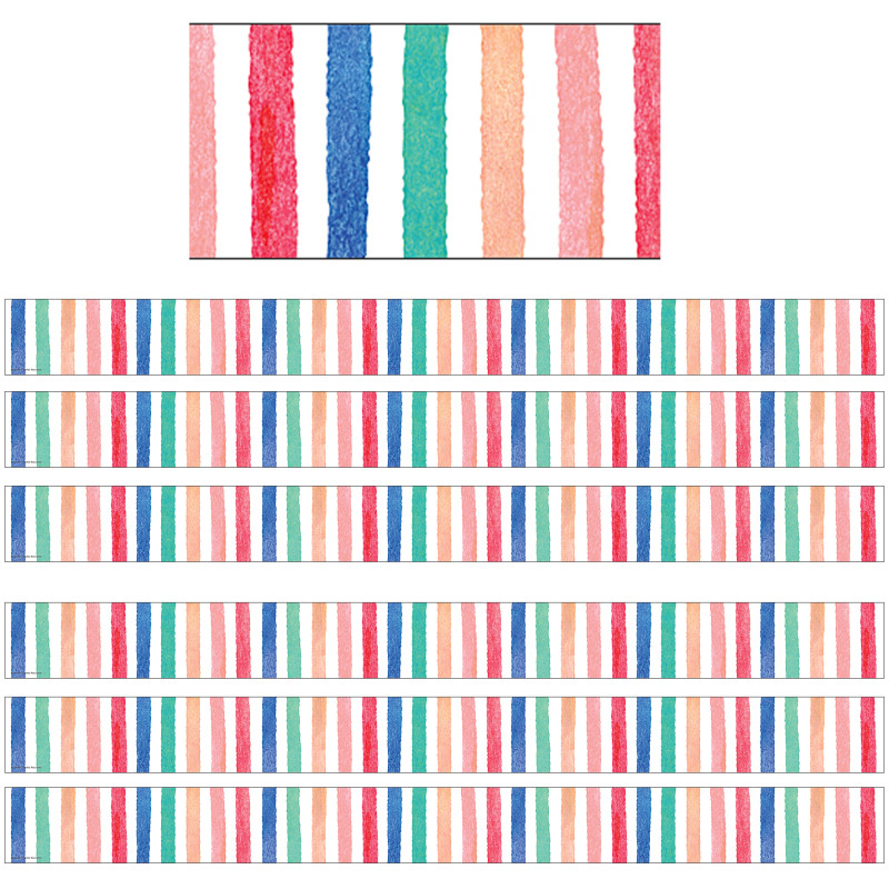 Watercolor Stripes Border Trim, 35 Feet Per Pack, 6 Packs