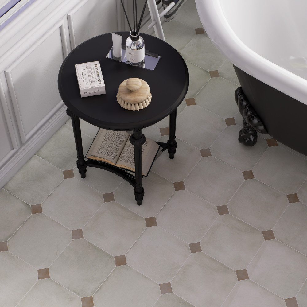 Laverton Octagon Nieve with Taco Arena 7-7/8 in. x 7-7/8 in. Porcelain Floor and Wall Tile