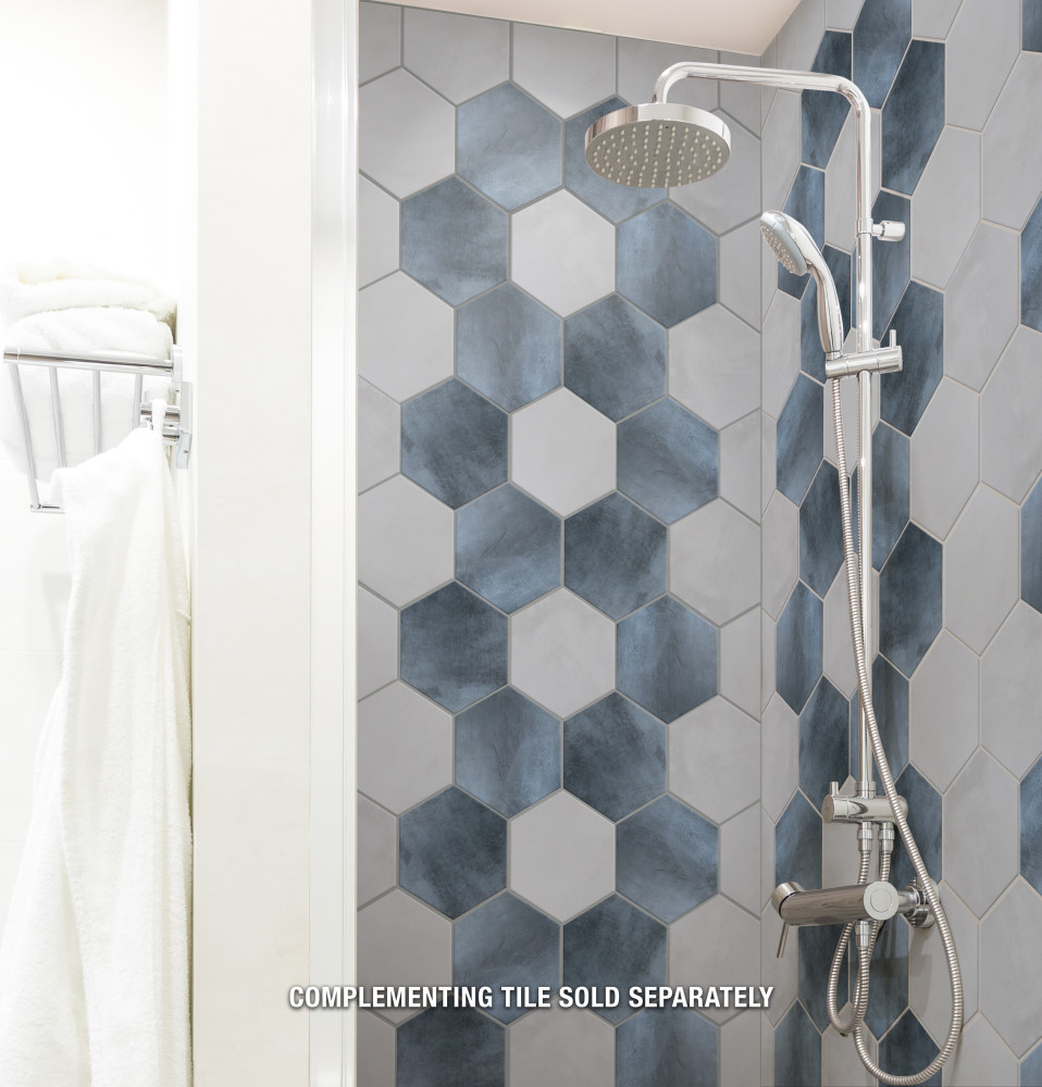 Industrial Hex Blue 8-1/2 in. x 9-7/8 in. Porcelain Floor and Wall Tile