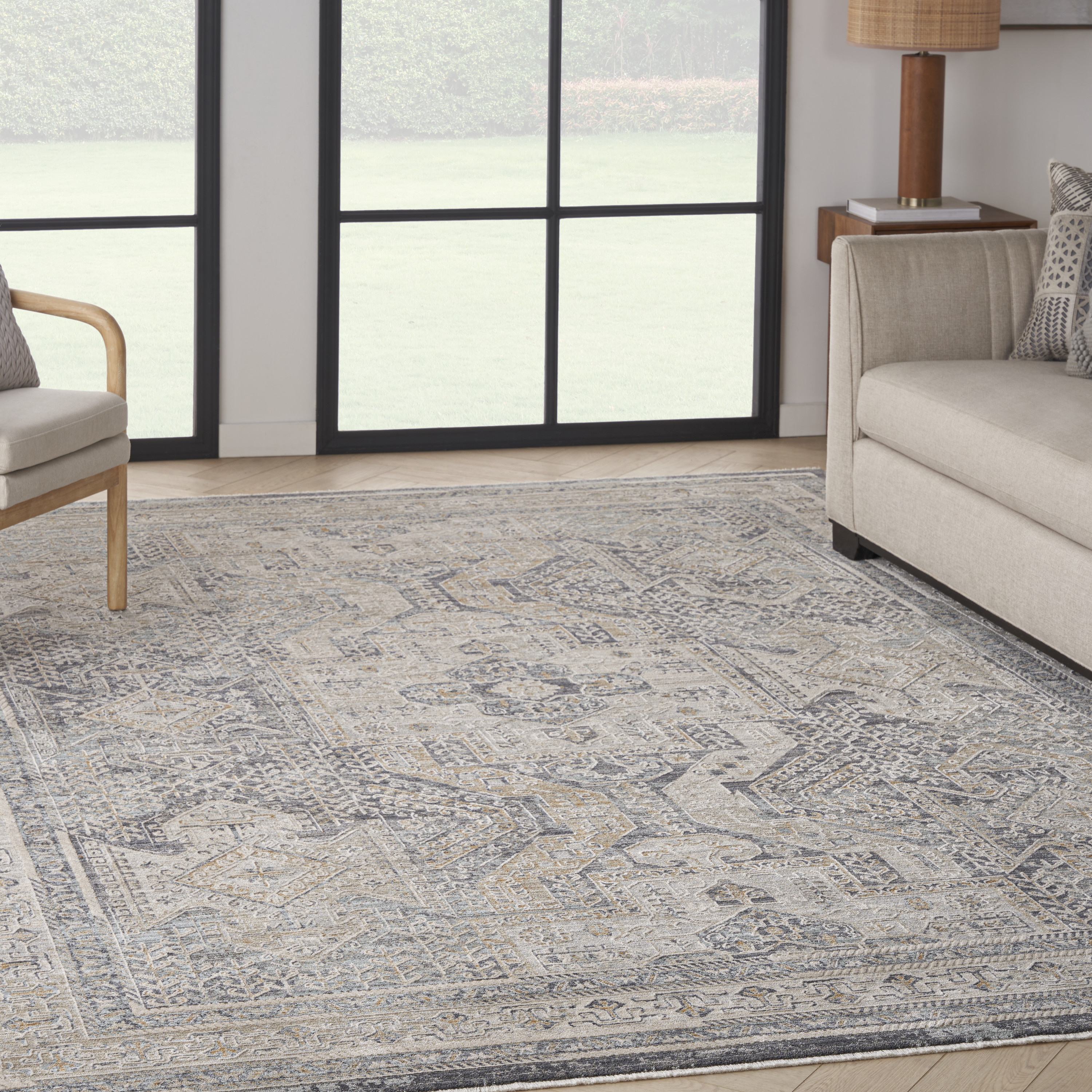 Nourison Lynx 12' x 15'9" Ivory Charcoal Vintage Indoor Rug
