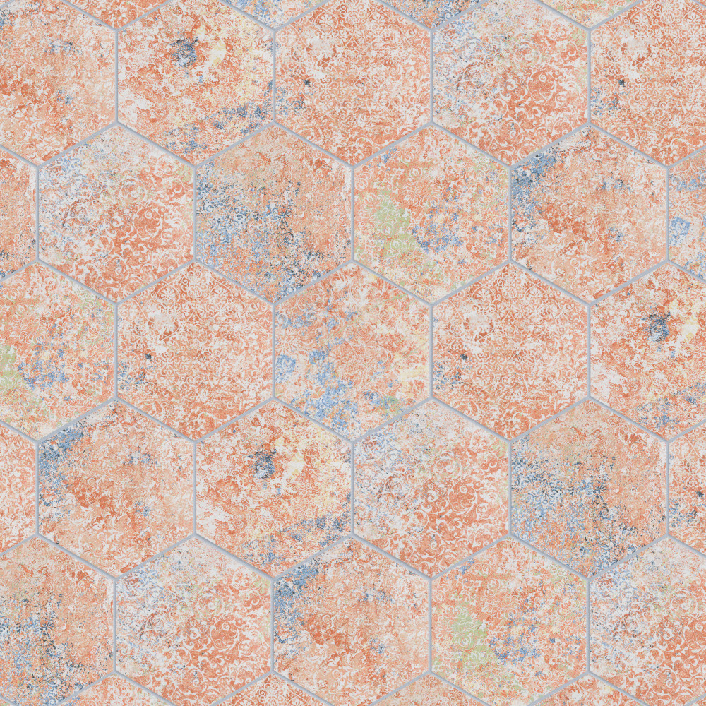 Emotion Hex Red 9-7/8 in. x 11-1/4 in. Porcelain Floor and Wall Tile