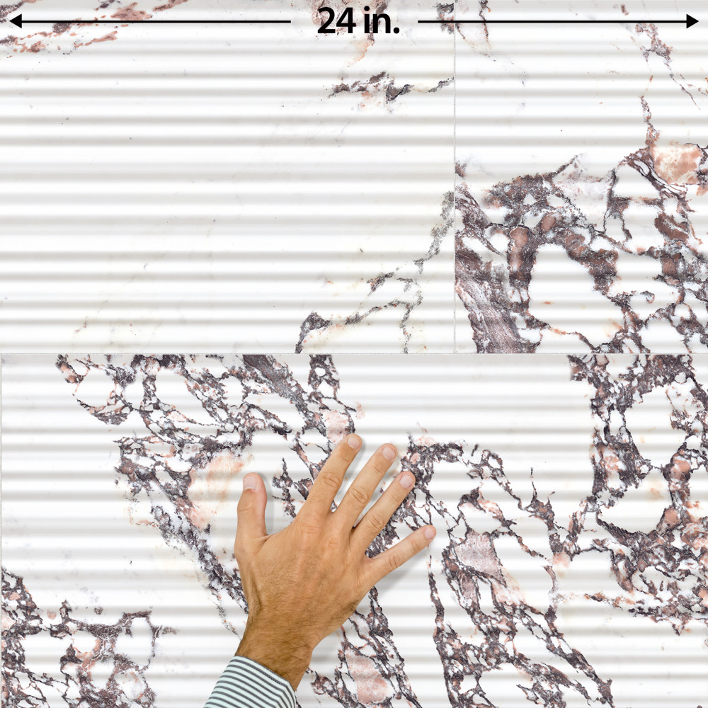 Touche Pleated Deco Rubis 11-3/4 in. x 23-1/2 in. Porcelain Floor and Wall Tile