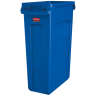 Rubbermaid Commercial, Vented Slim Jim, 23 gal, Resin, Blue, Rectangle, Receptacle