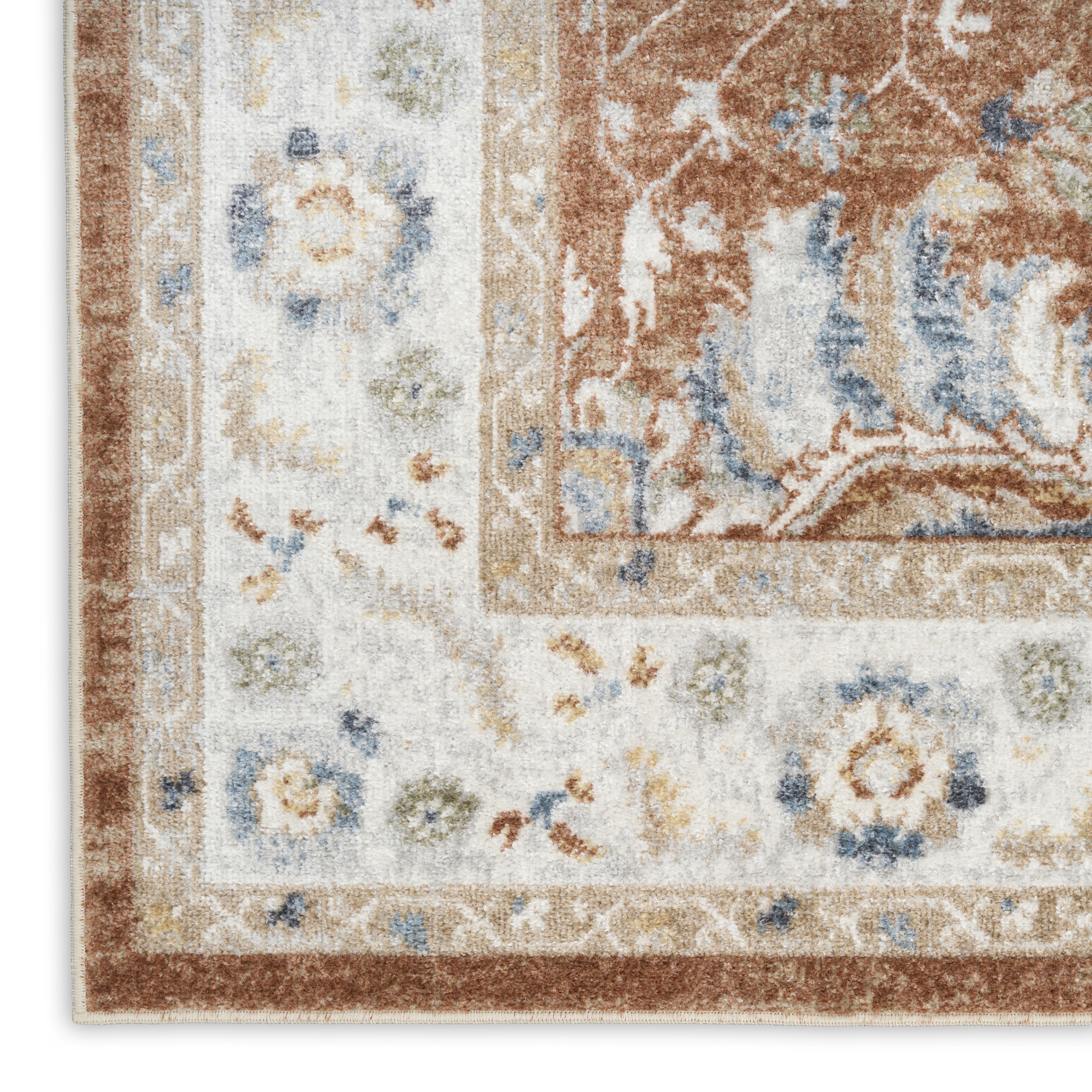 Nourison Astra Machine Washable 5'3" x 7' Rust Ivory Vintage Indoor Rug