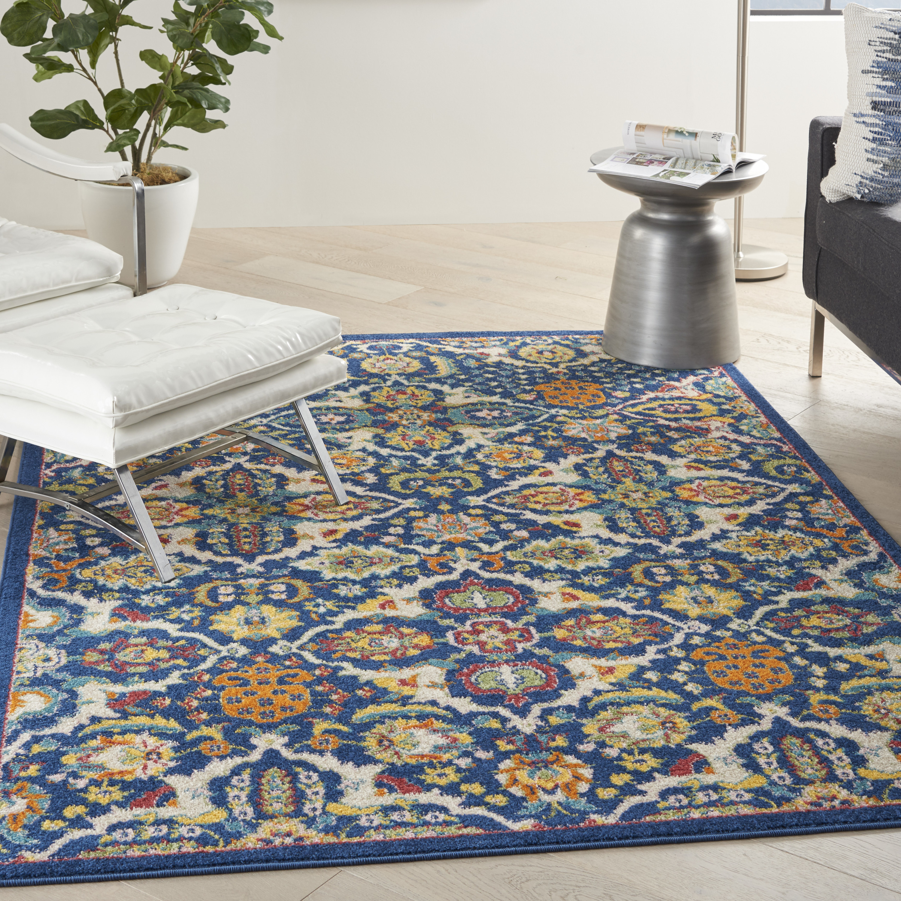 Nourison Allur 5'3" x 7'3" Navy Multicolor Bohemian Indoor Rug