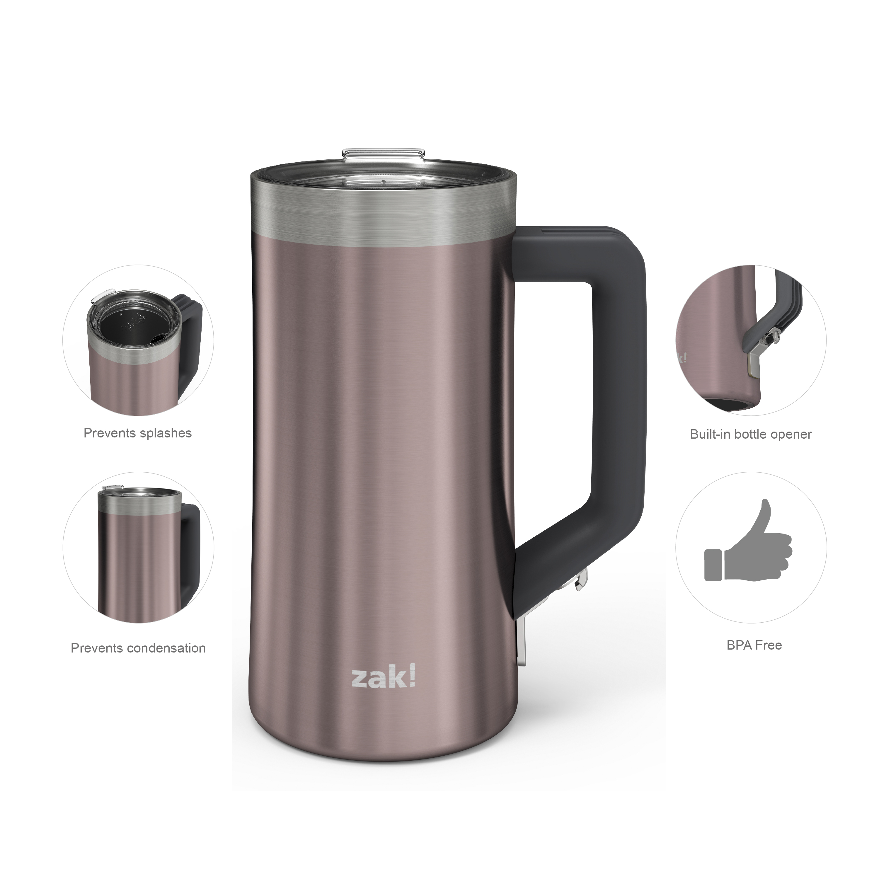 Creston 25 ounce Stainless Steel Vacuum Insulated Beer Stein, Rose Gold slideshow image 6 Creston 25 ounce Stainless Steel Vacuum Insulated Beer Stein, Rose Gold slideshow image 6