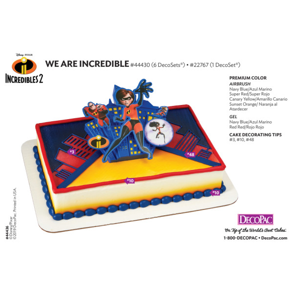 Disney and Pixar's Incredibles 2 We are Incredible Cake Decorating Instruction Card