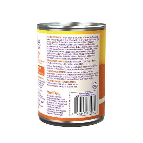 Wellness Complete Health Stews Turkey back packaging