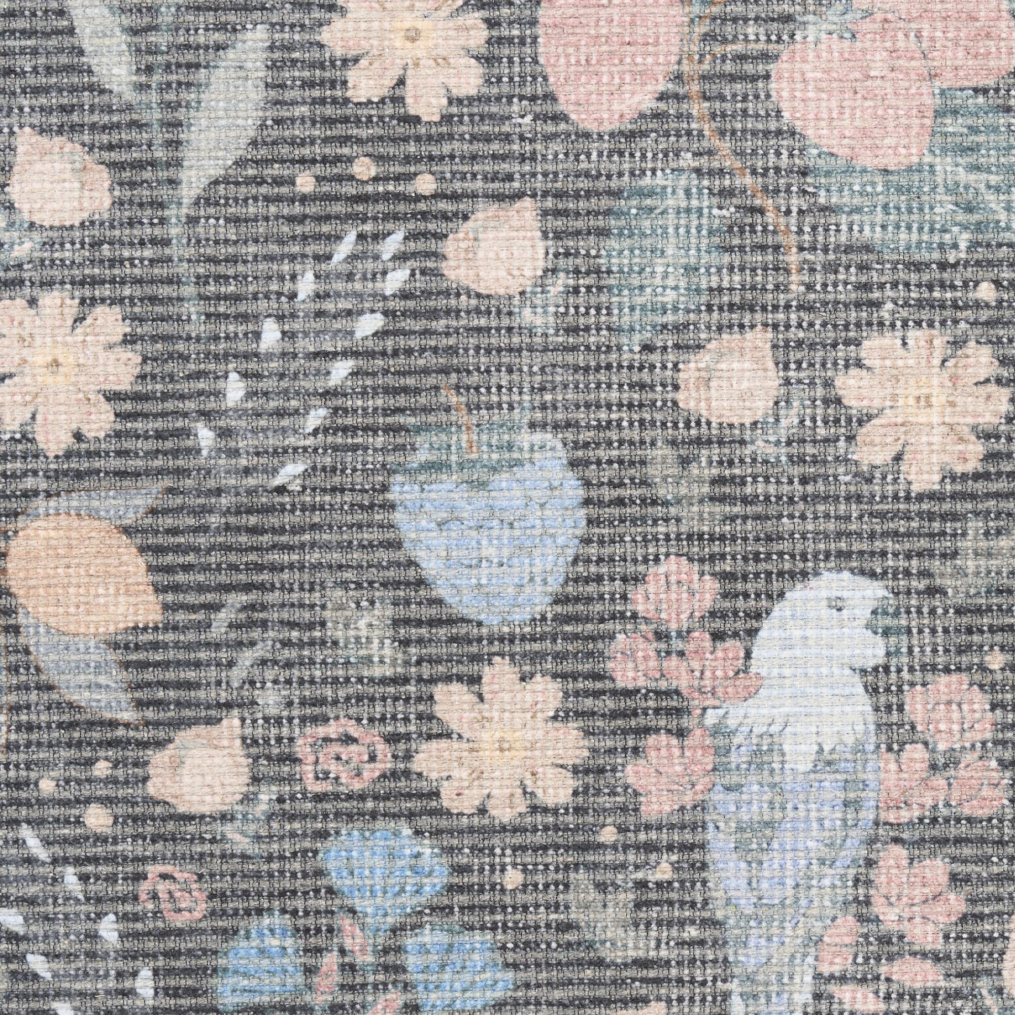 Nourison Botanical Washables 2' x 6' Charcoal Multicolor Modern Indoor Rug