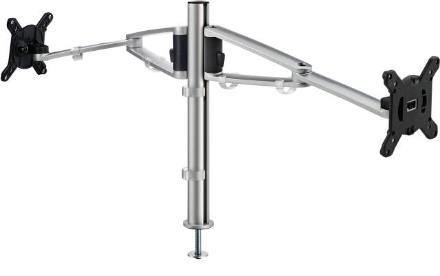 Set up opposing monitors for space-saving workspaces.