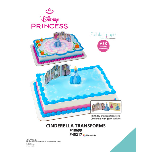 Disney Princess Cinderella Transforms The Magic of Cakes® PhotoCake® Enhanced Background and Icing Page
