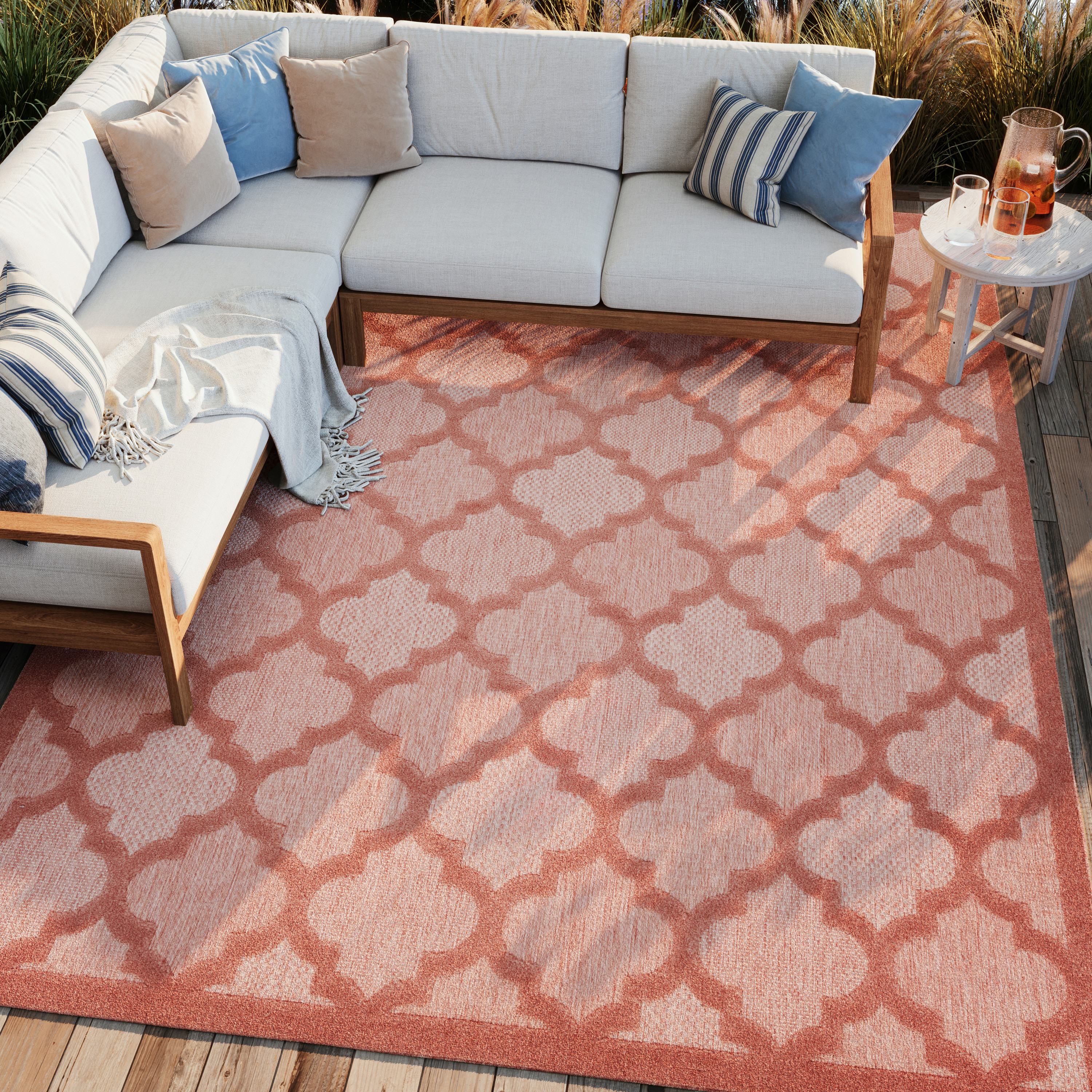 Nourison Easy Care 9' x 12' Coral Orange Modern Rug