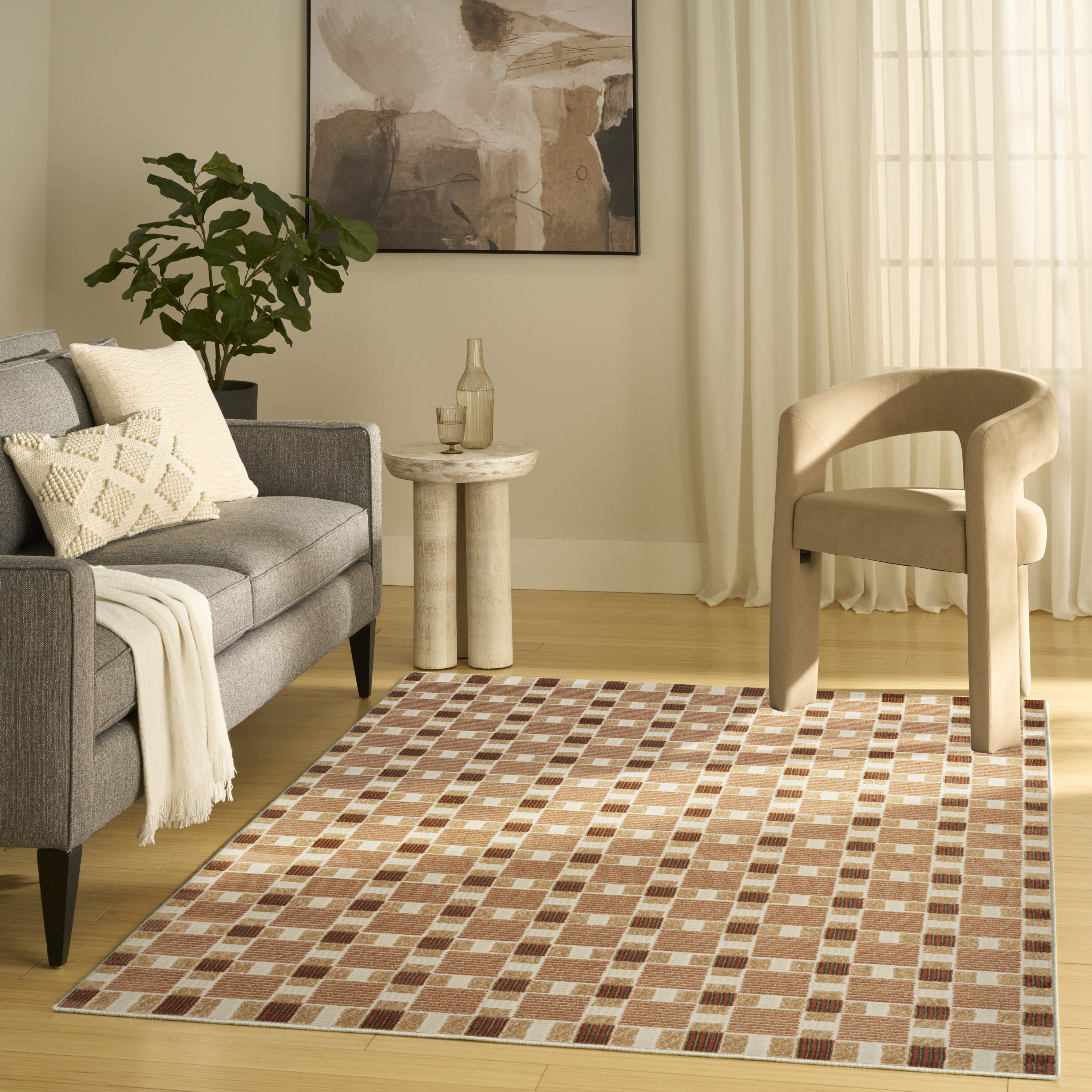 Nourison Nordic 4' x 6' Rust Modern Indoor Rug