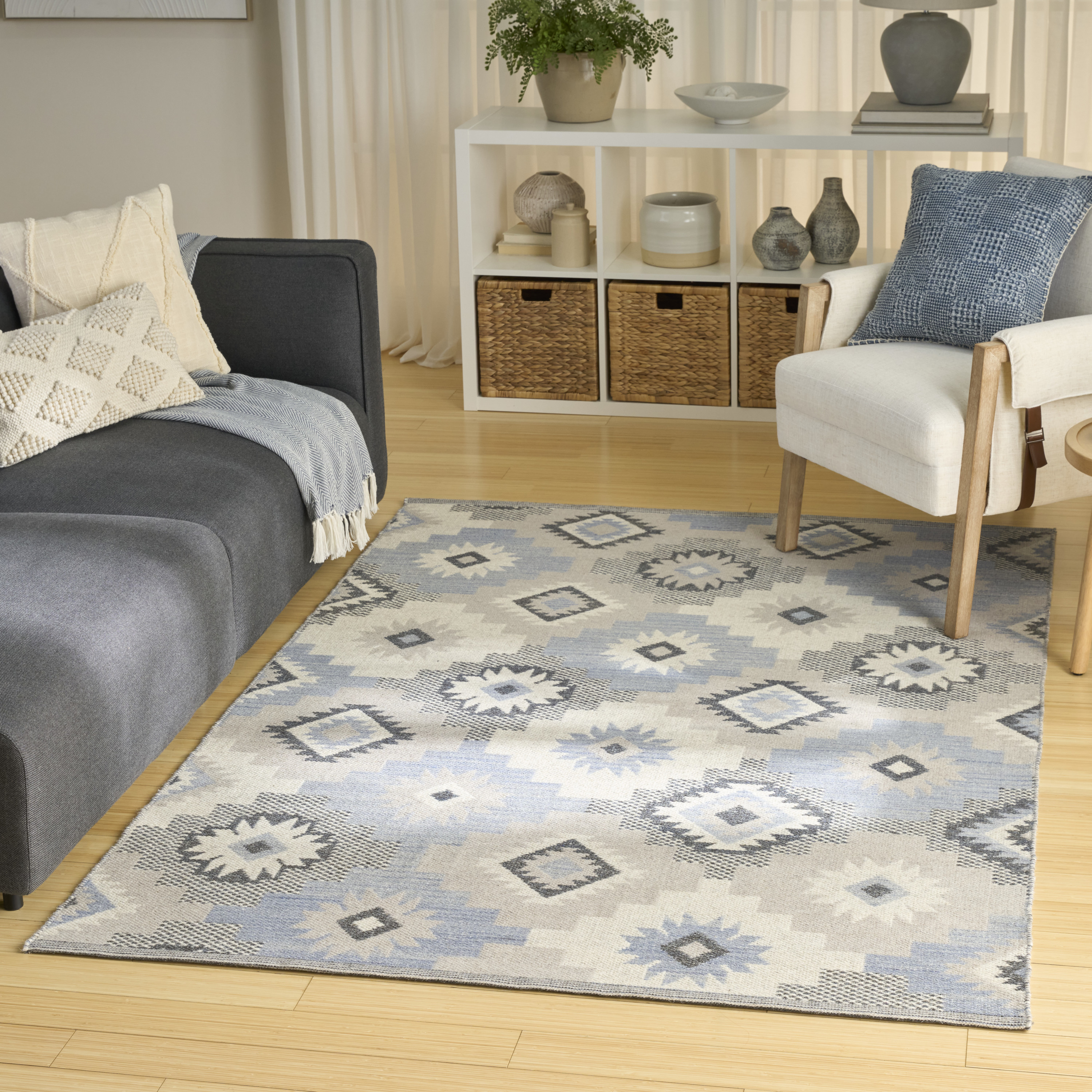 Nourison Copenhagen 5' x 7' Ivory Blue Modern Indoor Rug