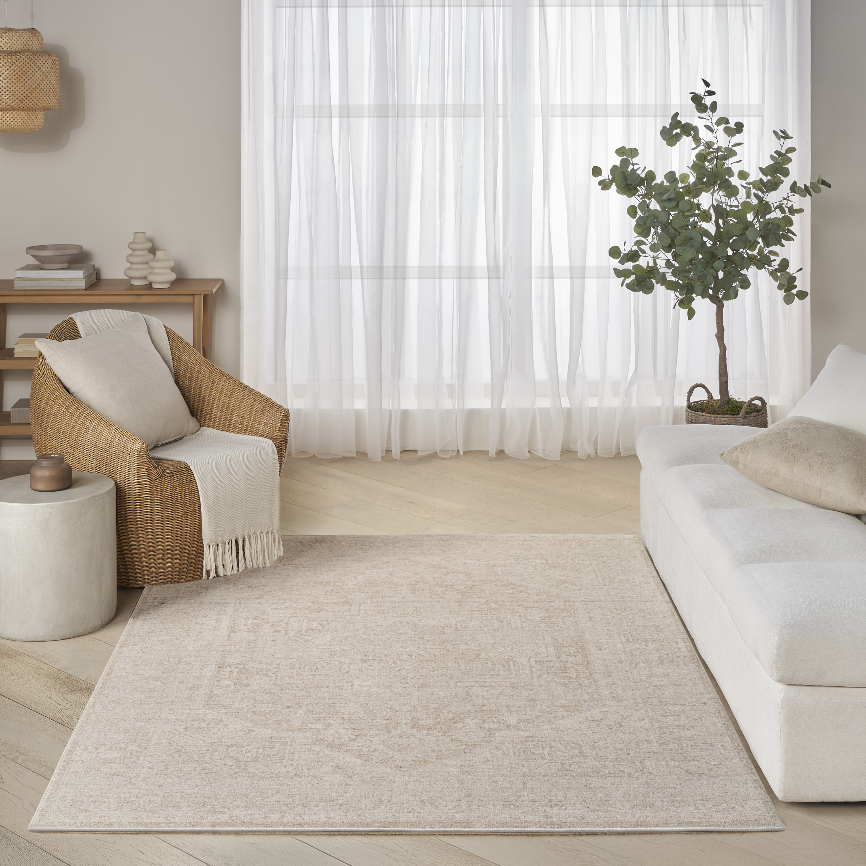 DKNY Pure Shades 5'3" x 7'8" Beige Vintage Indoor Rug