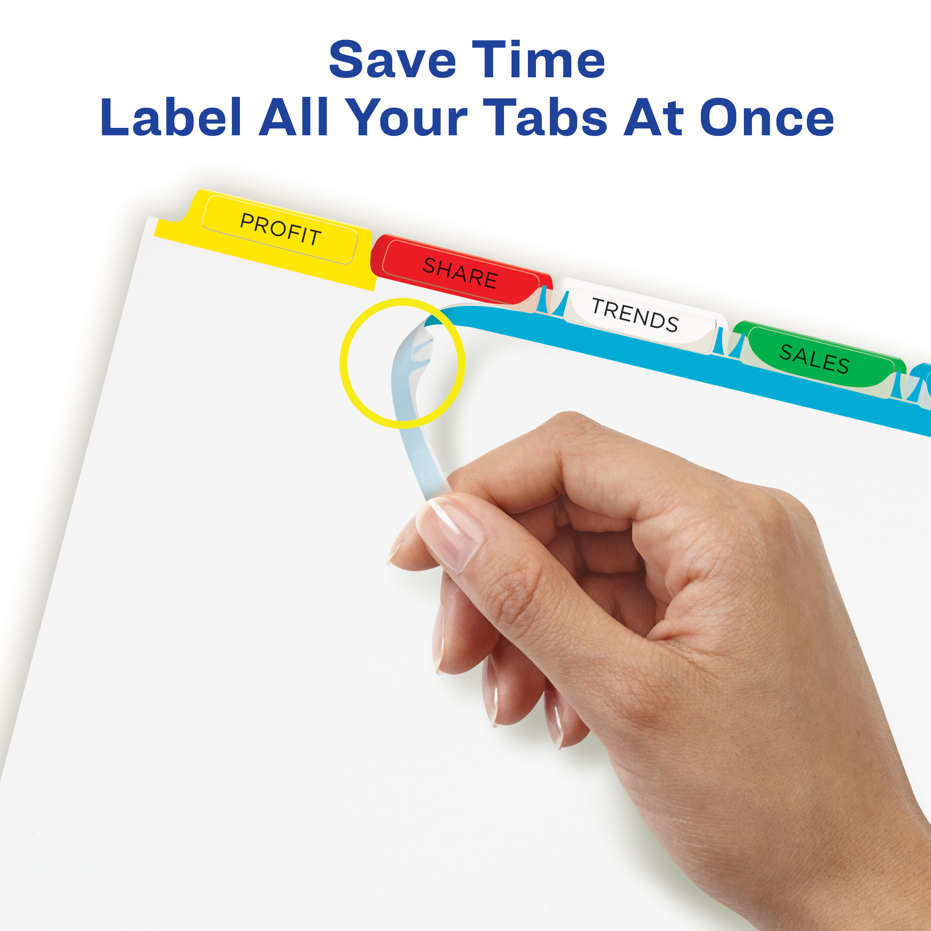 Avery 5 Tab Dividers for 3 Ring Binder, Easy Print &#x26; Apply Clear Label Strip, Index Maker Customizable Multicolor Tabs, 25 Sets (11423)