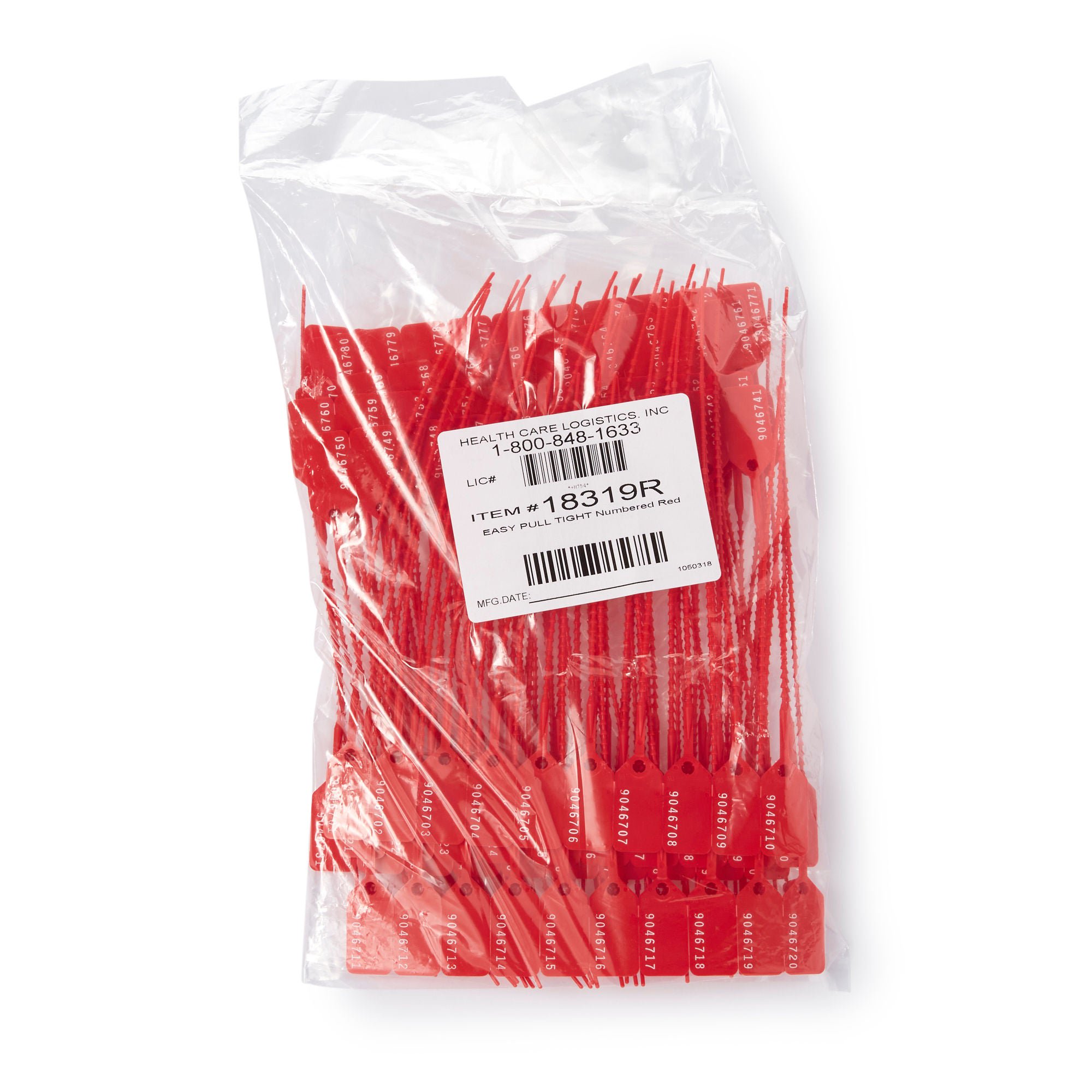 Easy Pull-Tight Seal Health Care Logistics Consecutively Numbered Red Polypropylene 8-7/8 Inch Length