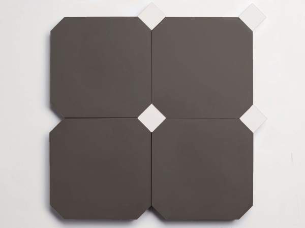 cement | pavimenti act I | paradiso charcoal octagon + white bouchon (bundle) 