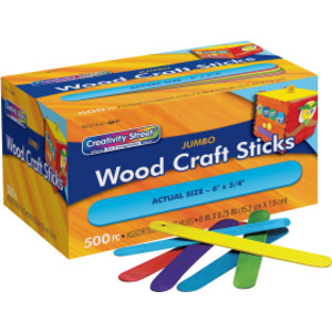 Jumbo Craft Sticks, Bright Hues Assorted, 6" x 0.75", 500 Pieces