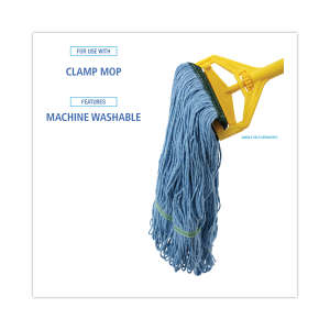 Boardwalk, Premium Standard Blend Looped-End Wet Mop Head with 1" Headband, Medium, Blue