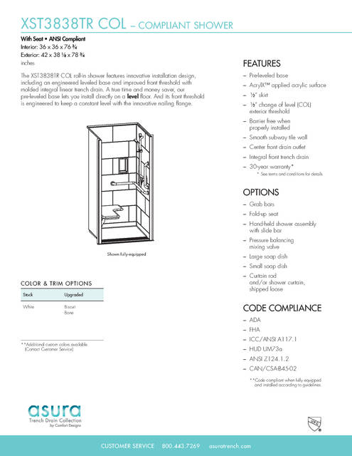Tech Data Sheet — Cd Shower Tech Data Asura Xst 3838 Col ANSI