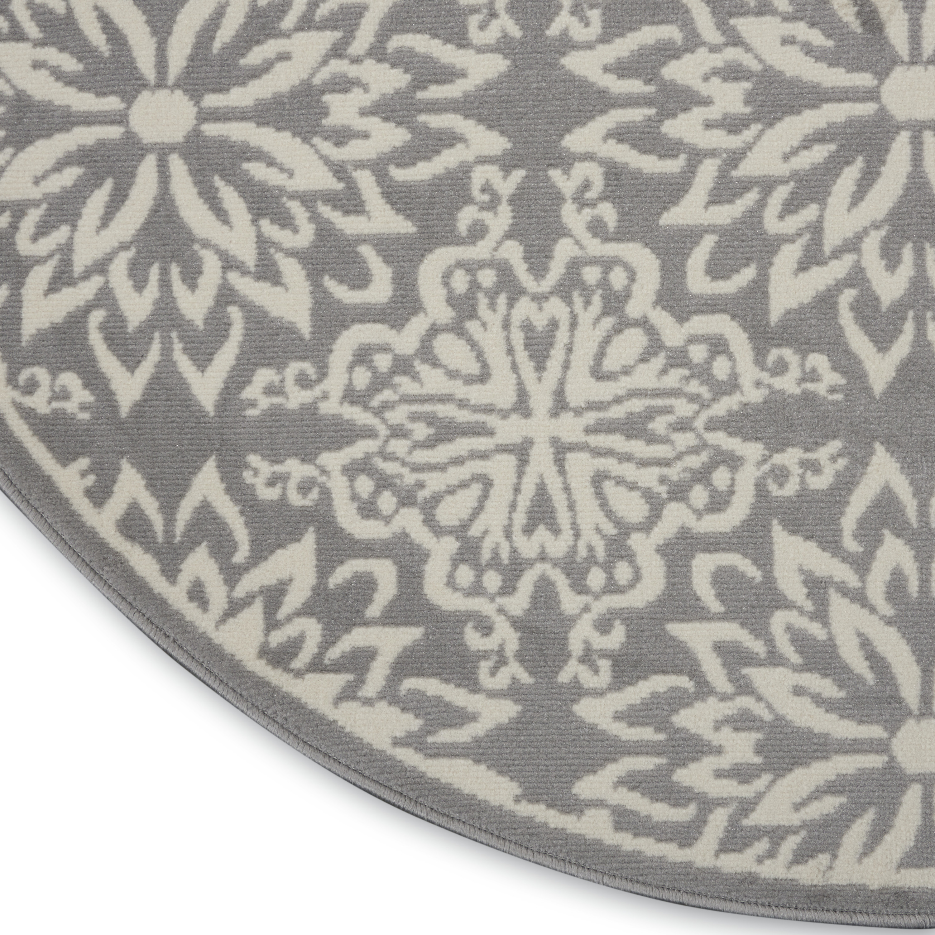 Nourison Jubilant 5'3" x Round Ivory Grey Farmhouse Indoor Rug