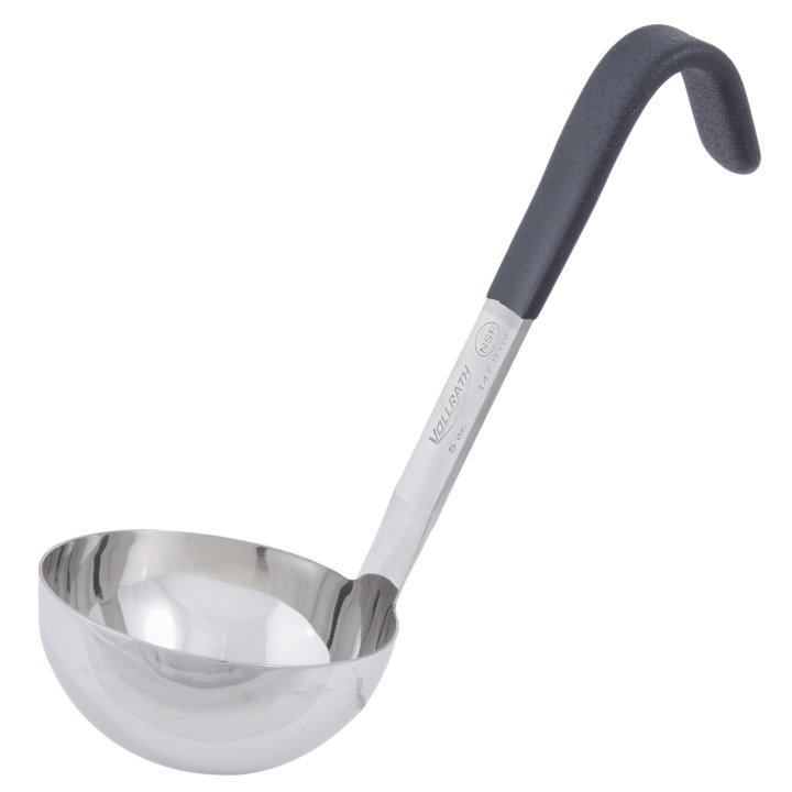5-ounce one-piece heavy-duty stainless steel ladle with short Kool-Touch® handle