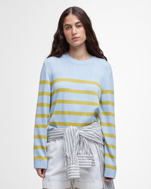 Bronya Striped Crew-Neck Jumper Breeze Blue