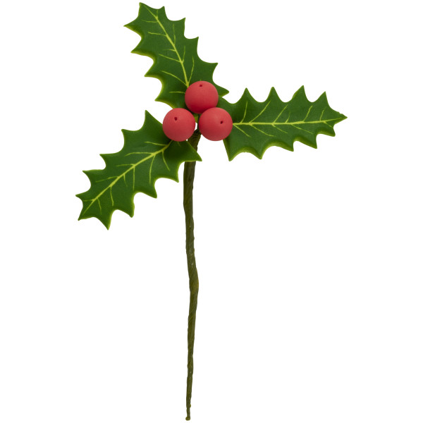 Holly and Berries 2.5" Gum Paste Flowers