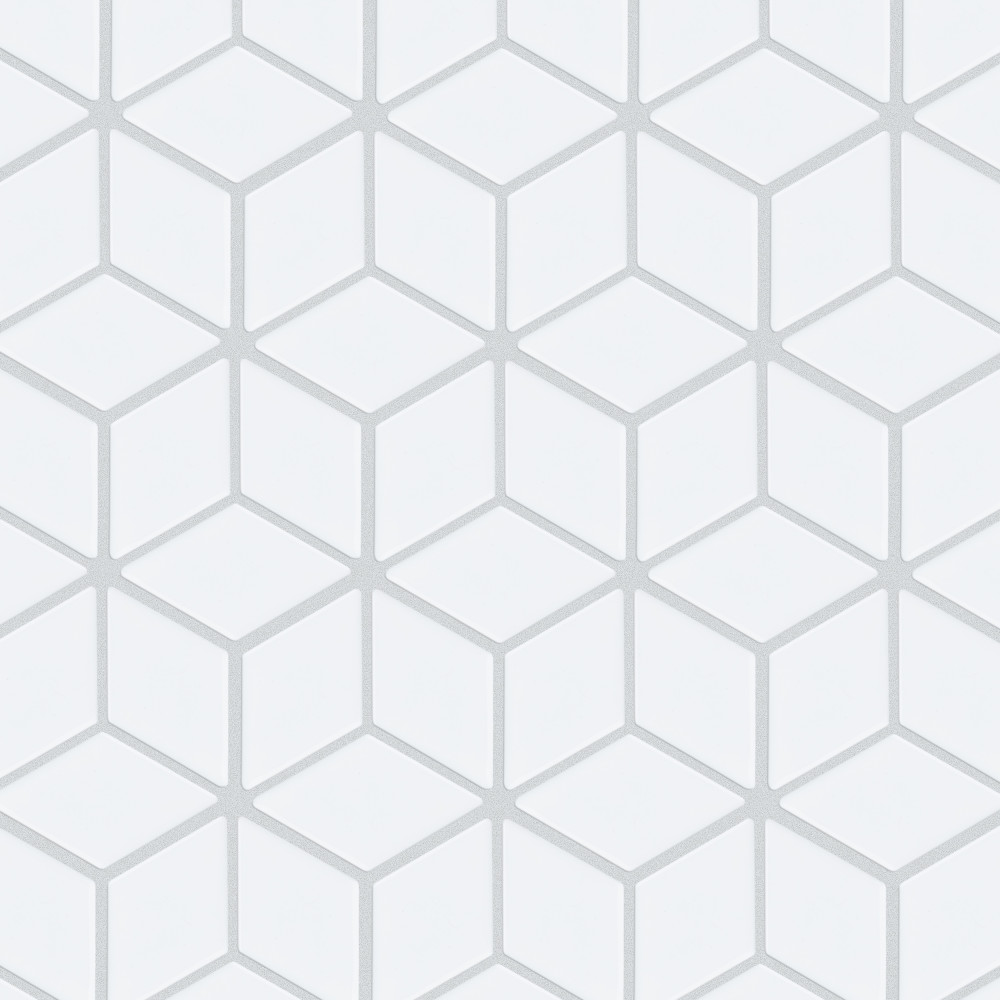 Hudson Rhombus Glossy White 10.25x11.75 Rhombus Porcelain Floor and Wall Digital Pattern