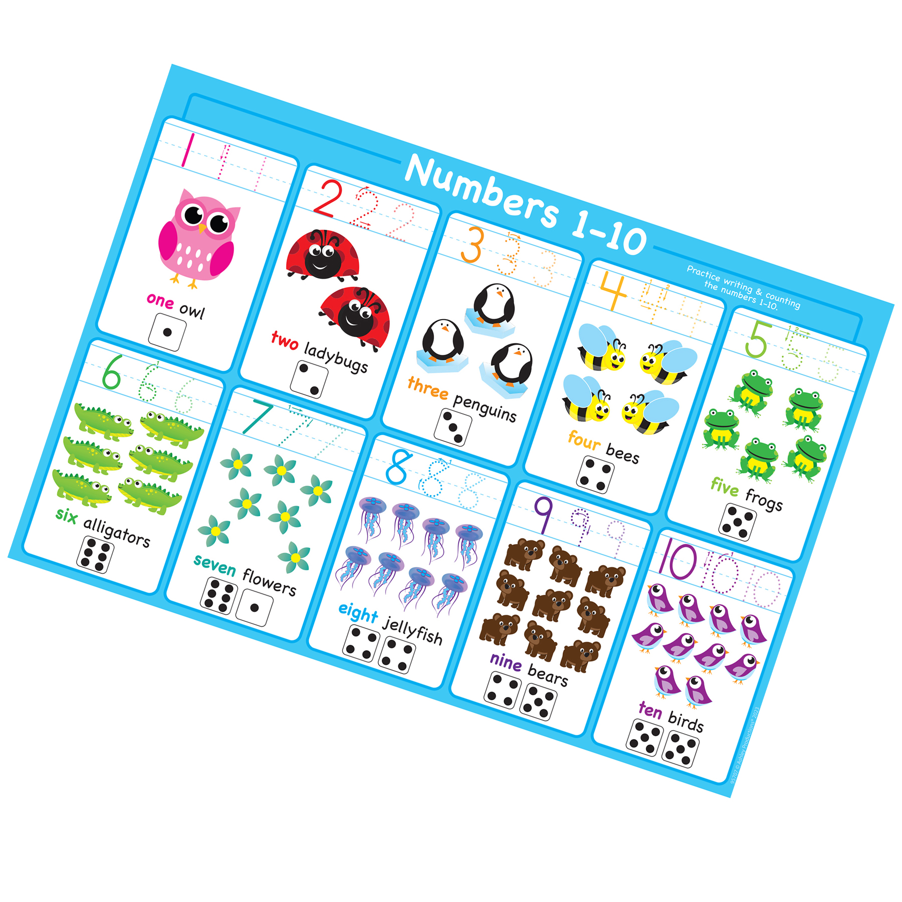 Ashley Productions Placemat Studio Smart Poly 1-10 Numbers Learning Placemat, 13" x 19", Single Sided, Pack of 10 image number null
