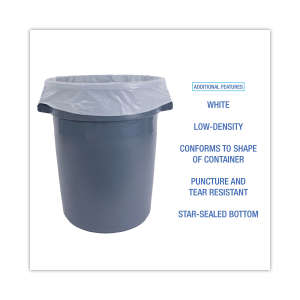 Boardwalk,  LLDPE Liner, 55 gal Capacity, 38 in Wide, 58 in High, 0.63 Mils Thick, White