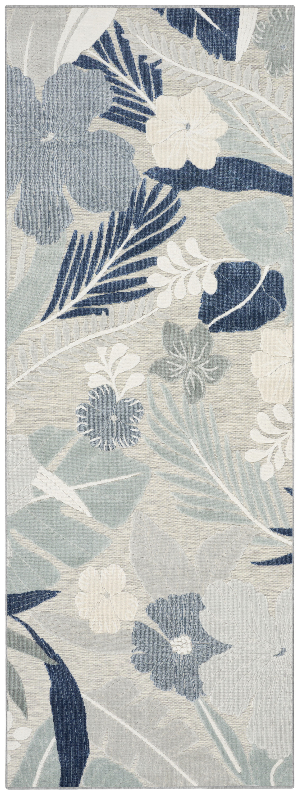 Nourison Suncoast 2' x 6' Grey Navy Tropical Rug